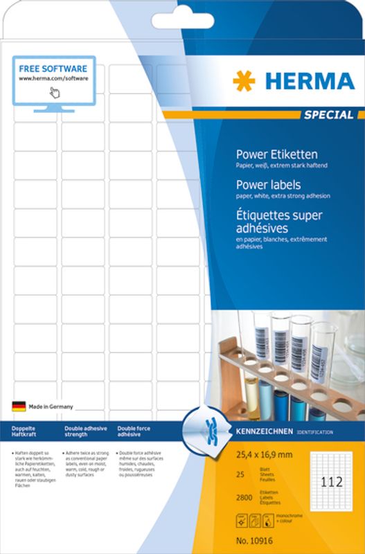 POWER etiketter, 25 ark, 25.4x16.9 mm (2800 stk)