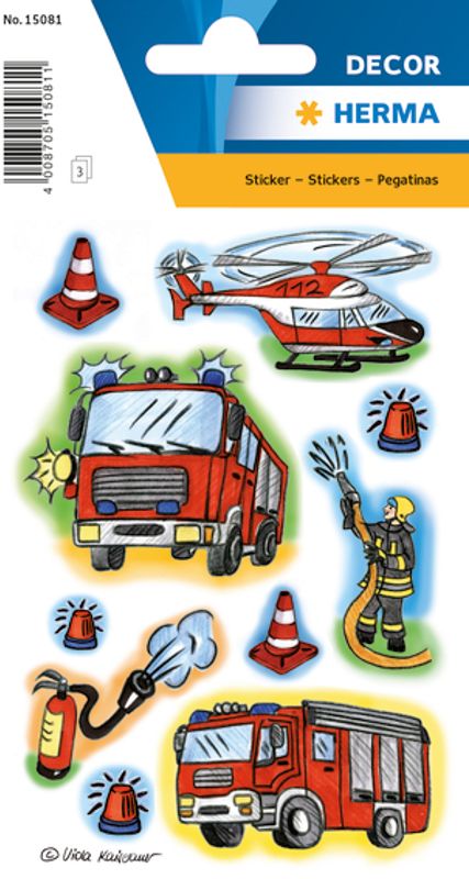 DECOR Stickers Brannmenn, 3 ark (10 pakk)