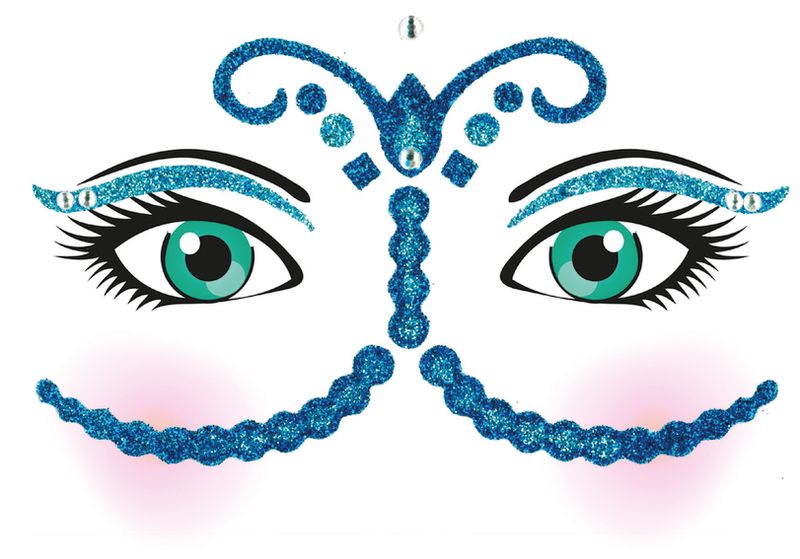 FACE ART Sticker Bollywood til ansiktet, 1 ark (5 pakk)