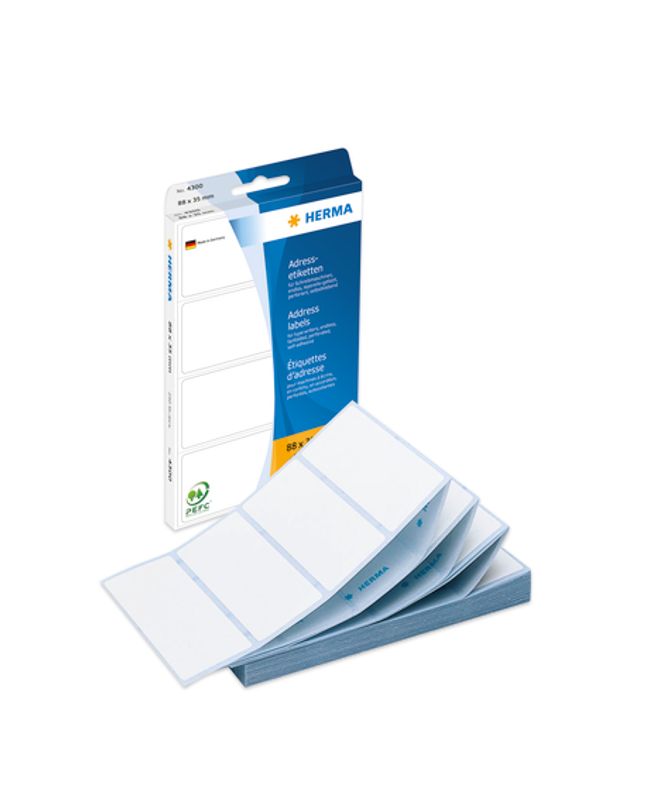Adresseetiketter i bane, til skrivemaskin 88x35 (250 stk)