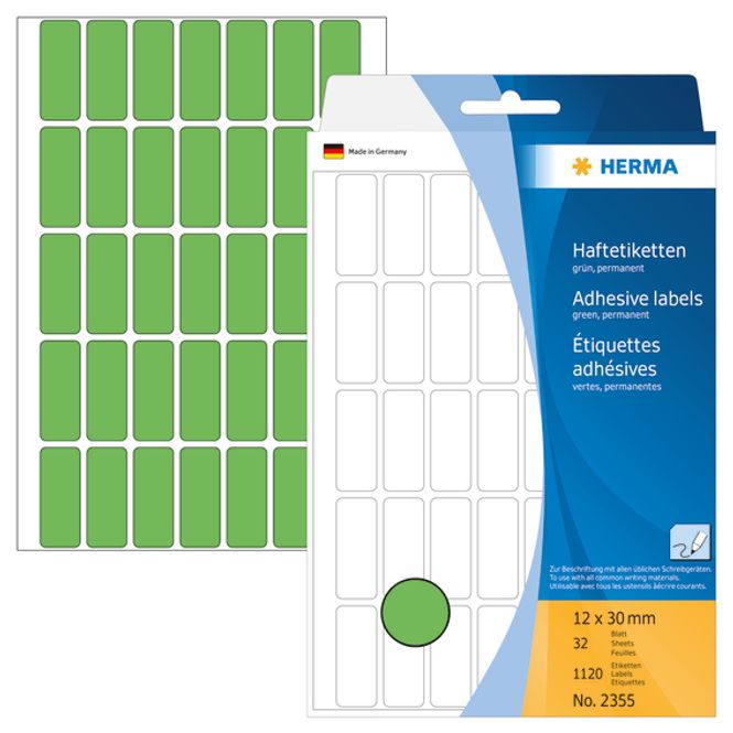 Hovedbilde HERMA fargede etiketter,grønn 12x30 mm (1120 stk)