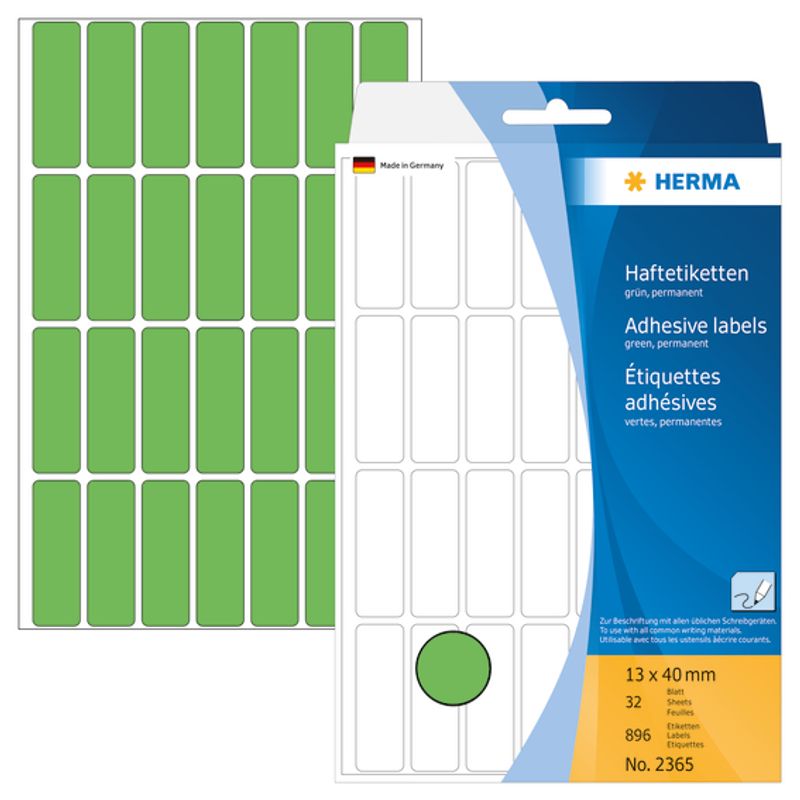 HERMA fargede etiketter, grønn 13x40 mm (896 stk)