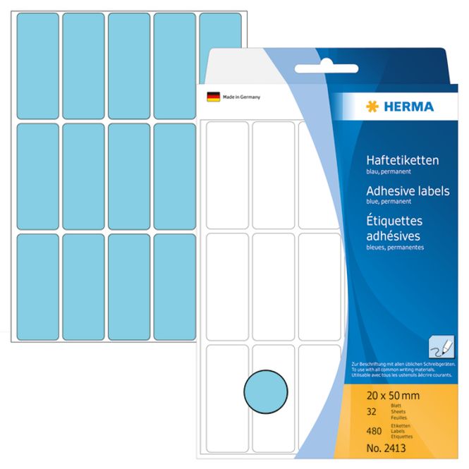 Hovedbilde HERMA fargede etiketter, blå 20x50 mm (480 stk)