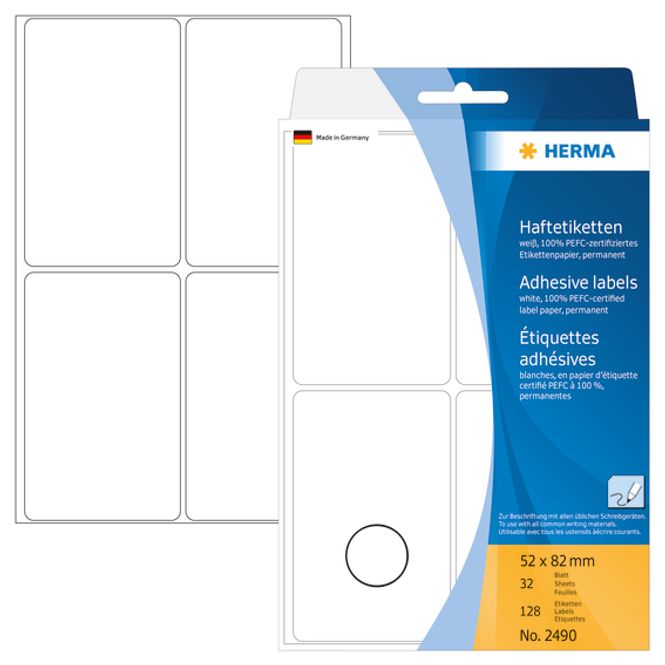 Hovedbilde HERMA standardetiketter, hvit 52x82 mm (128 stk)