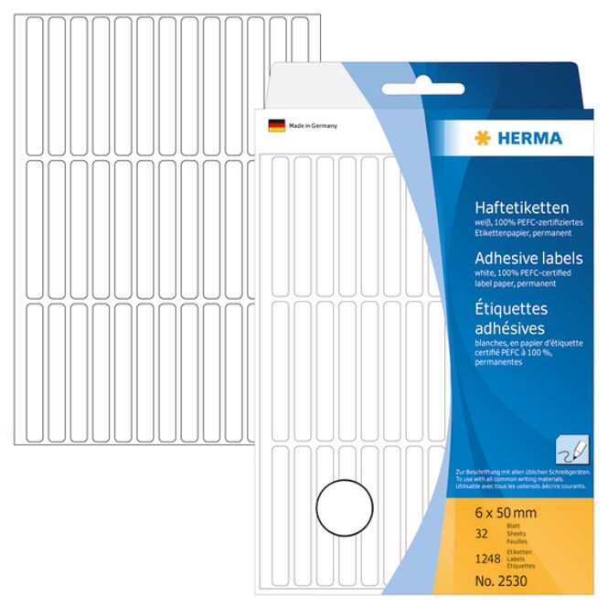 Hovedbilde HERMA standardetiketter, hvit 6x50 mm (1248 stk)