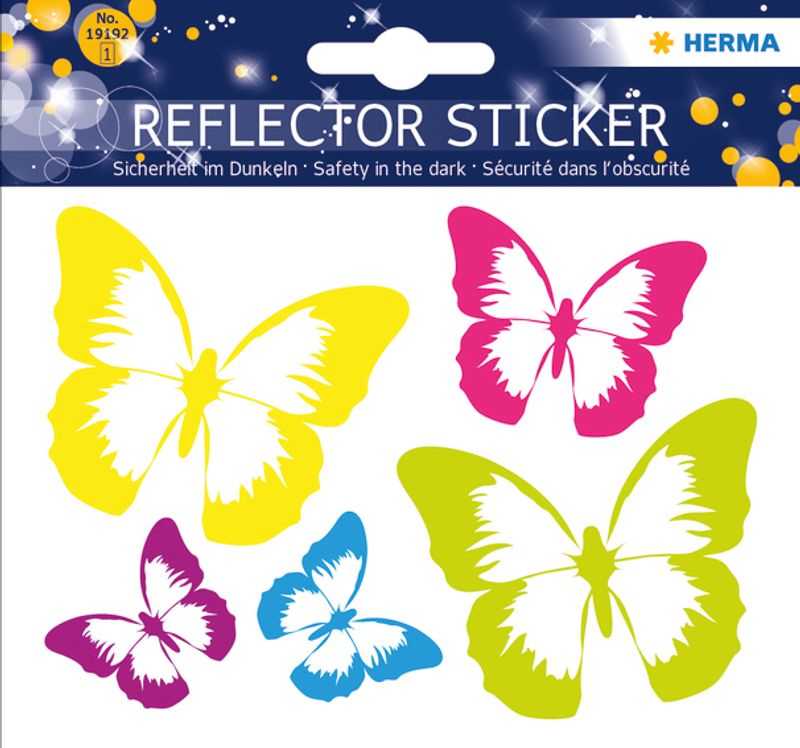 Selvklebende reflekser, Sommerfugler, 1 ark (5 pakk)