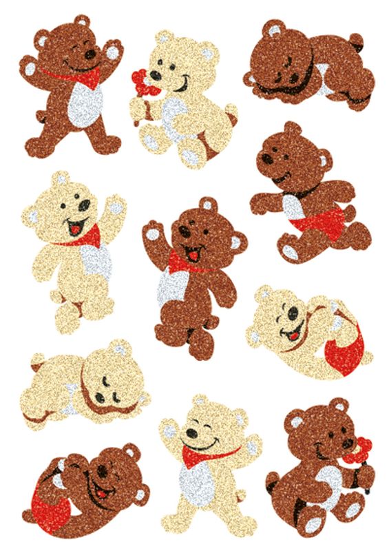 MAGIC Stickers Bjørner med glitter, 1 ark (10 pakk)