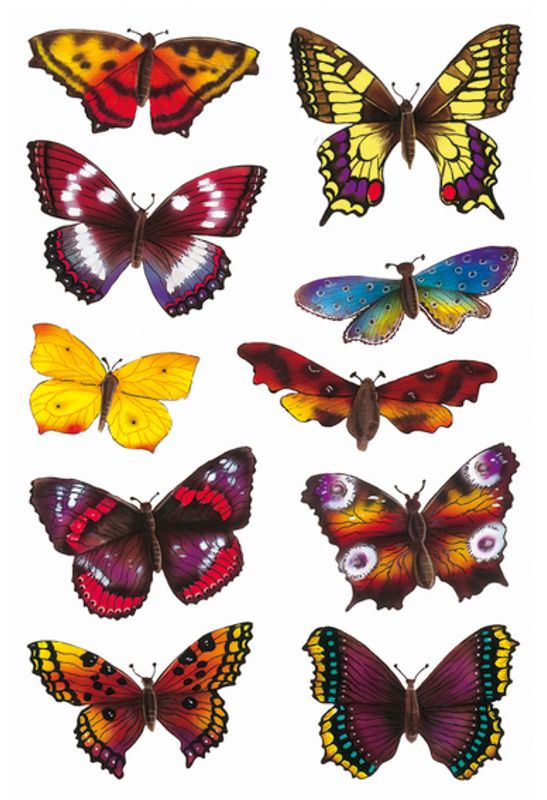DECOR Stickers Sommerfugler, glitter, 2 ark (10 pakk)