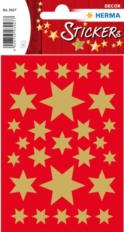 DECOR Stickers Gullstjerner folie, 3 ark (10 pakk)