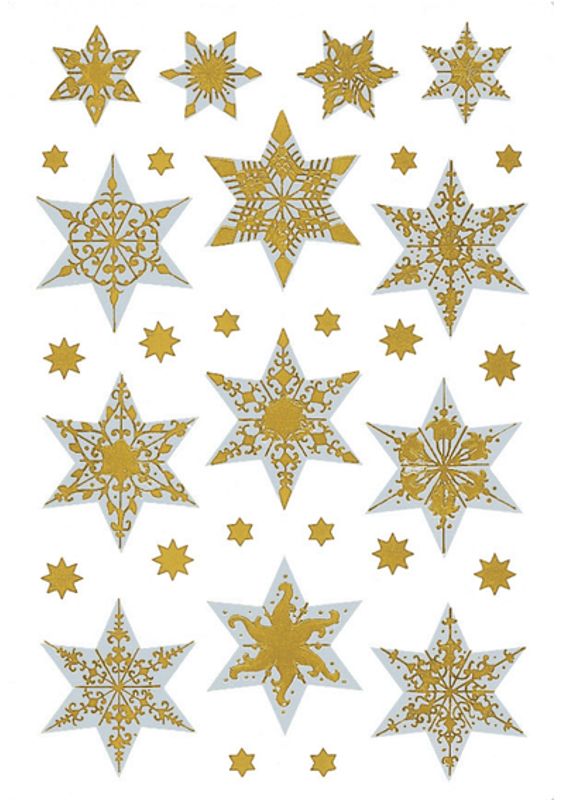 DECOR Stickers Gull- og sølvstjerner, 1 ark (10 pakk)