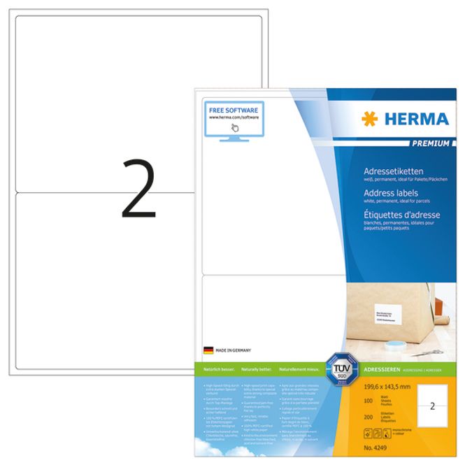 Hovedbilde PREMIUM adresseetiketter, 100 ark 199.6x143.5 ...