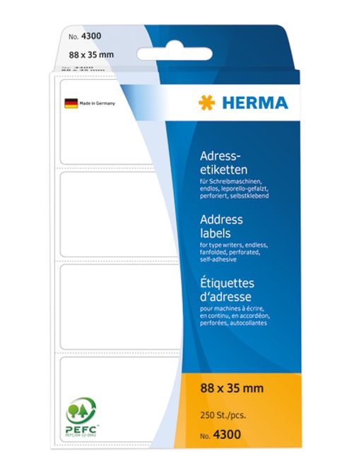 Hovedbilde Adresseetiketter i bane, til skrivemaskin 88x35 ...