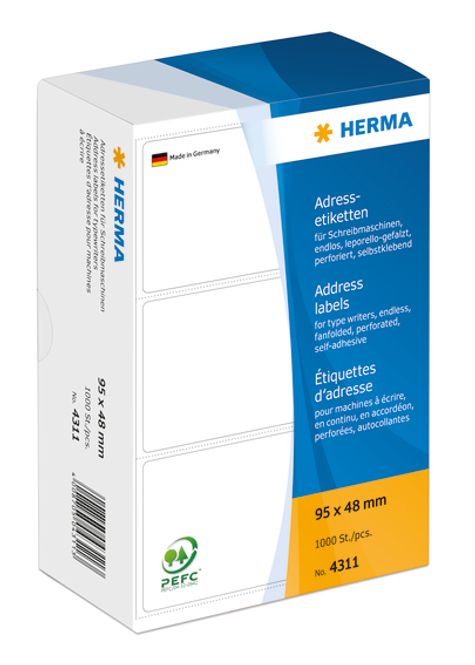 Hovedbilde Adresseetiketter i bane, til skrivemaskin 95x48 ...