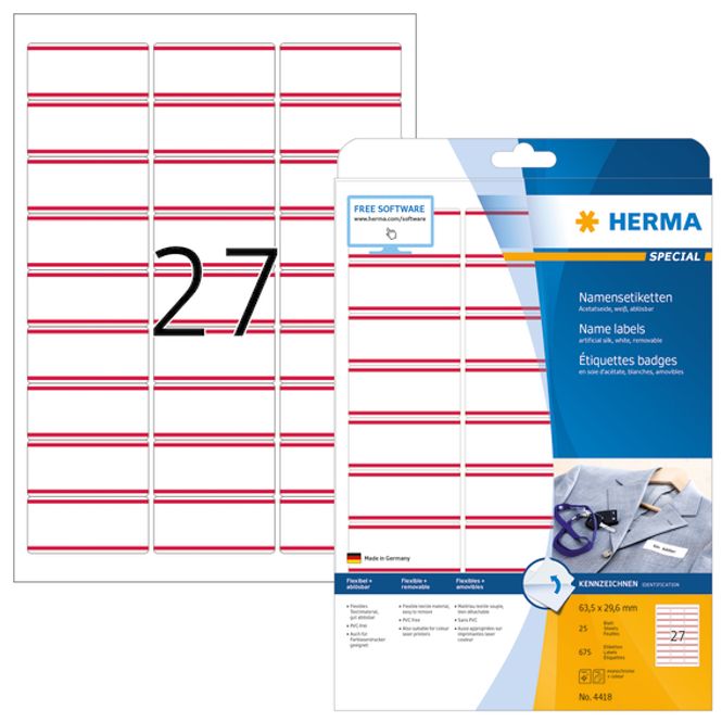 Hovedbilde SPECIAL stoffetiketter 25 ark 63.5x29.6 rød kant ...