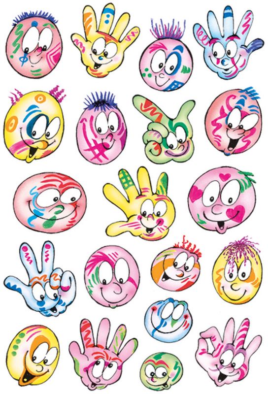 DECOR Stickers Fargerike ansikter, 3 ark (10 pakk)