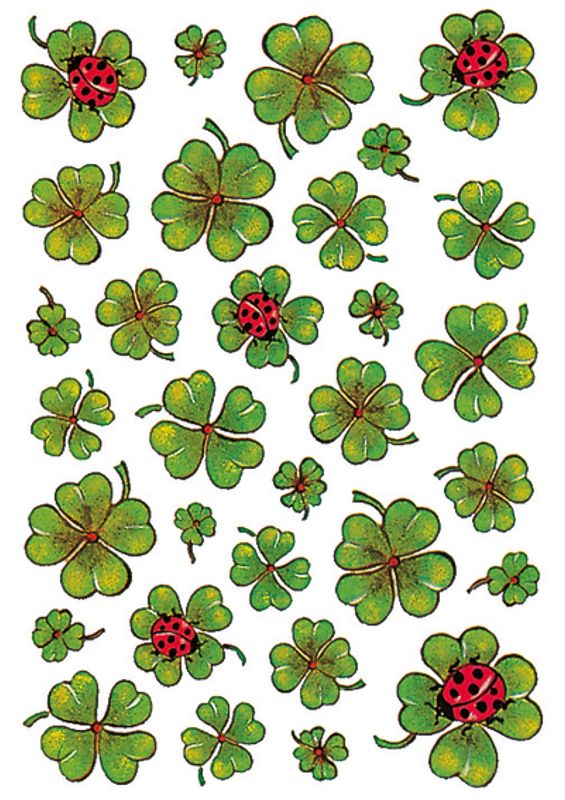 DECOR Stickers Firkløver, papir 3 ark (10 pakk)