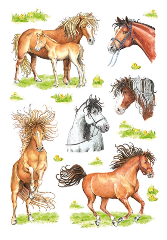 DECOR Stickers Hestebilder, papir, 3 ark (10 pakk)