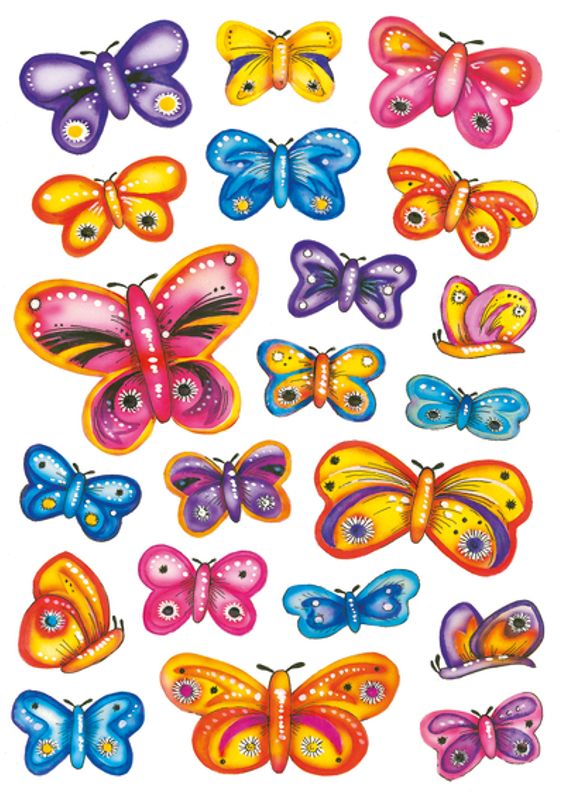 DECOR Stickers Design sommerfugler, 3 ark (10 pakk)
