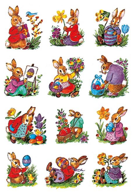 Hovedbilde DECOR Stickers Nostalgiske harer papir, 3 ark (10 ...