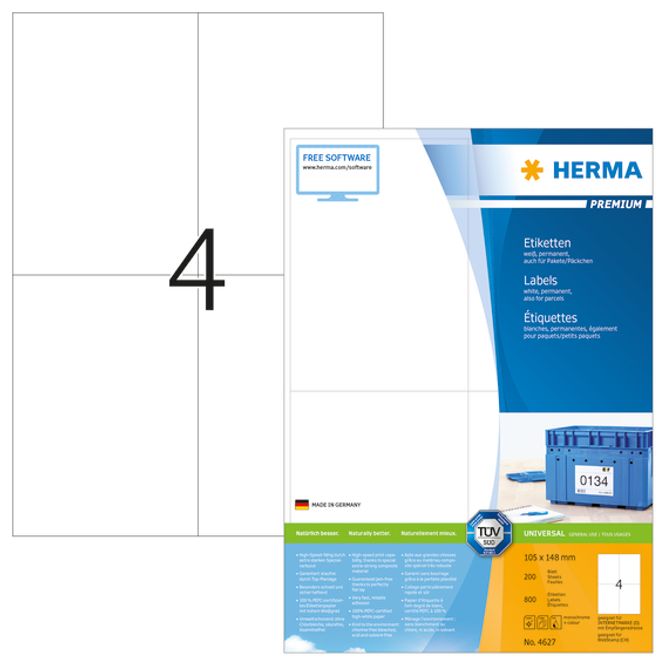 Hovedbilde PREMIUM universaletiketter, papir, 200 ark ...