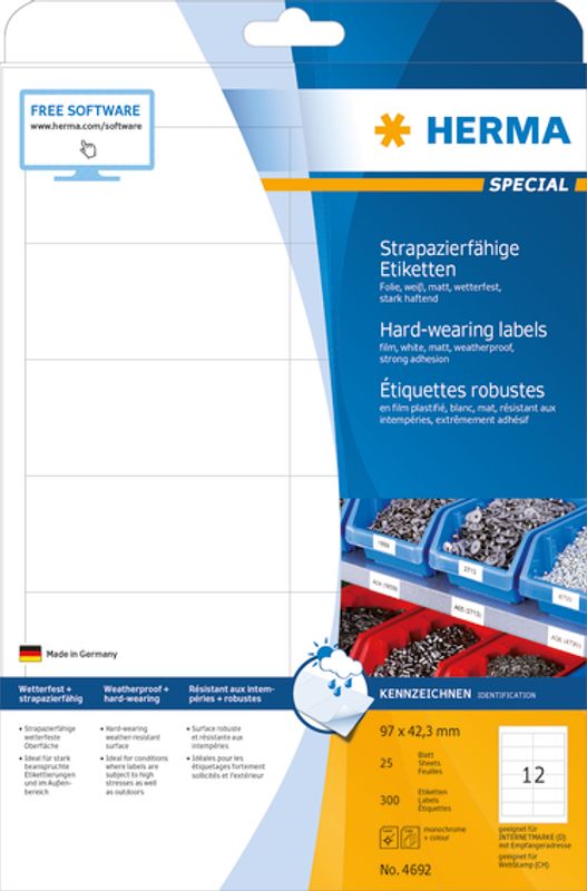 SPECIAL slitesterke etiketter 25 ark 96.5x42.3 (300 stk)