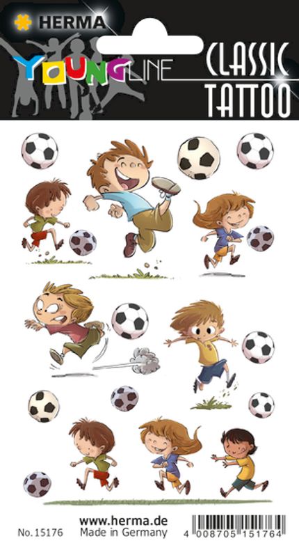 CLASSIC Tattoos Colour Art, Fotball, 10 motiver, 1 ark (10 pakk)