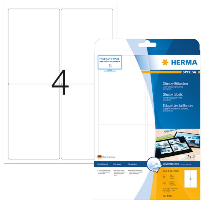 Hovedbilde SPECIAL Glossy-etiketter, 25 ark 96x139.7 (100 ...