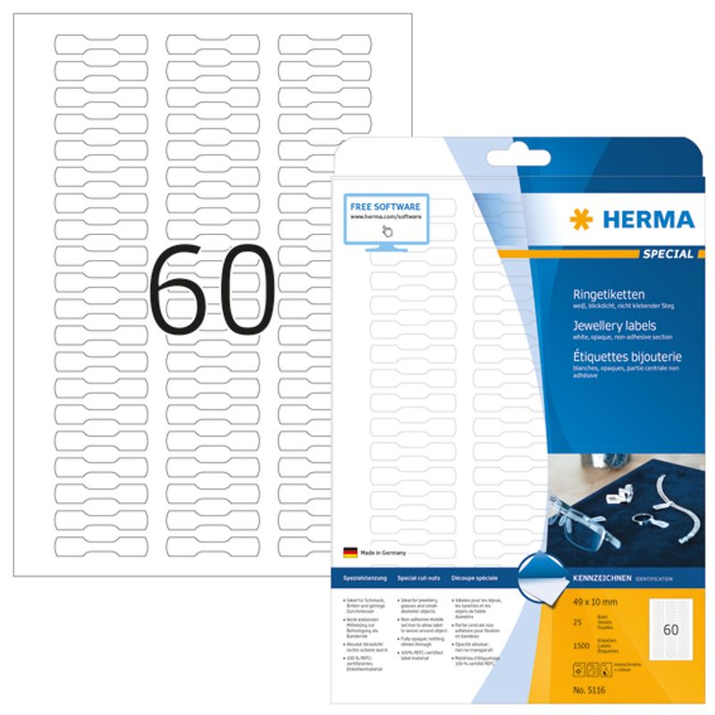 SPECIAL Ringetiketter til skriver 49x10 (25 ark)
