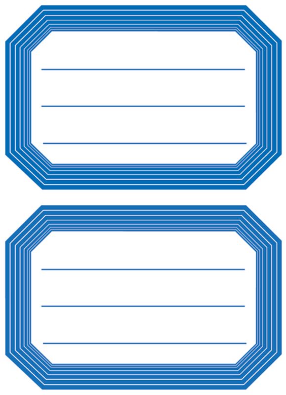 VARIO boketiketter med blå kant, 82x55 mm, 6 ark (10 pakk)