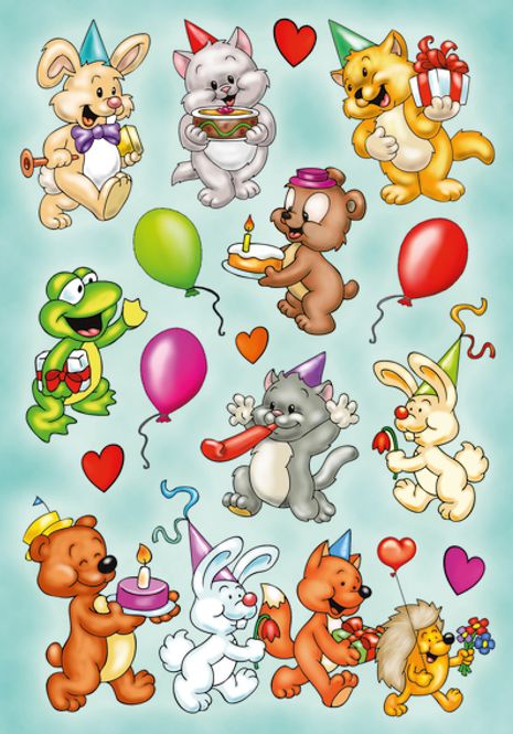 Hovedbilde MAGIC Stickers Bursdagsfest søte dyr, glitter, 1 ...
