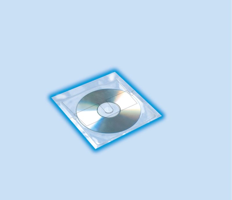 CD/DVD plastlommer 129x130 mm, bakside selvklebende, 10 stk