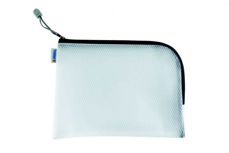 A5 Veske/lomme i plast med sort glidelås 26x20cm