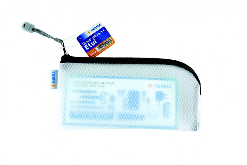 Veske/lomme i plast med sort glidelås 23x11cm