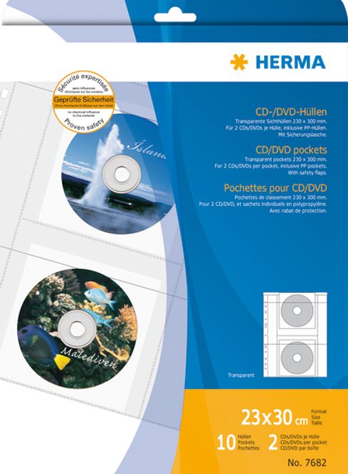 Hovedbilde CD/DVD plastlommer inkl. papir, 2 stk per lomme, ...