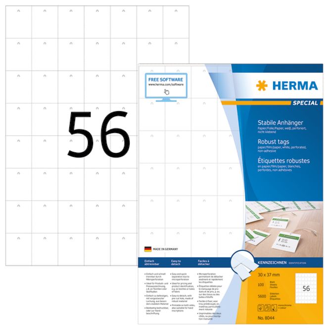 Hovedbilde SPECIAL hvite merkelapper til skriver, 30x37 100 ...