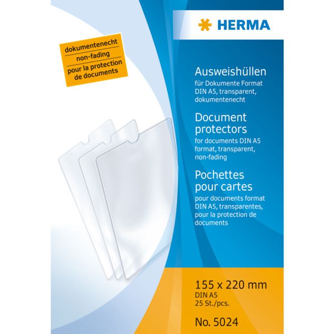Hovedbilde HERMA plastlommer i klar plast 155x220 mm, A5 (25 ...