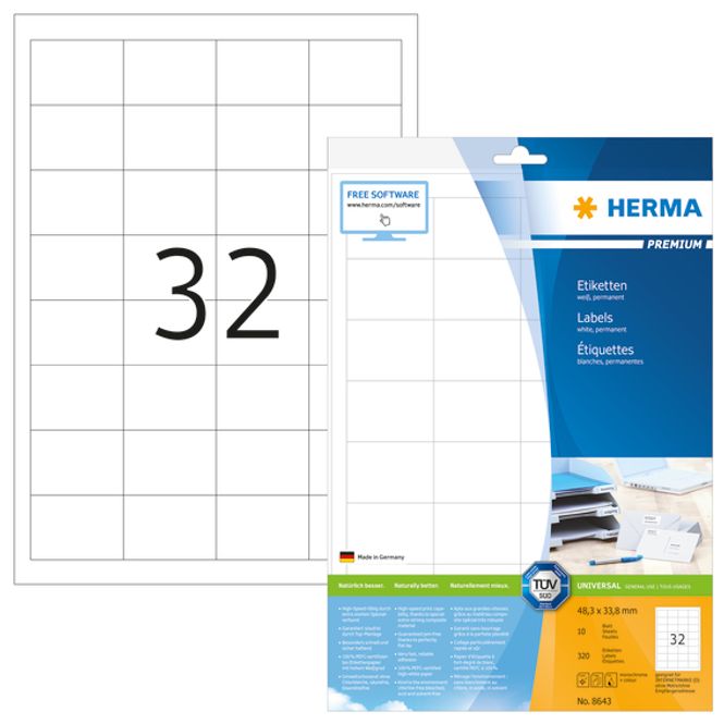 Hovedbilde PREMIUM universaletiketter, papir, 10 ark ...